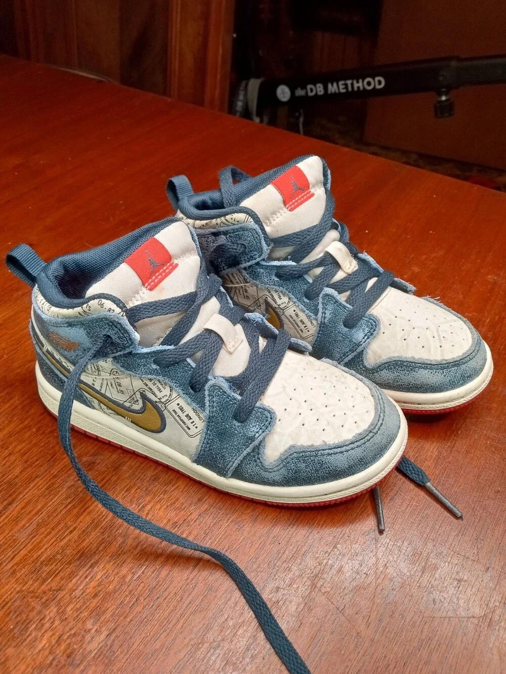 Jordan 1 Mid SE Armory Navy Pale Ivory Sport Red Gold Toddler SZ 10C FN1351-400